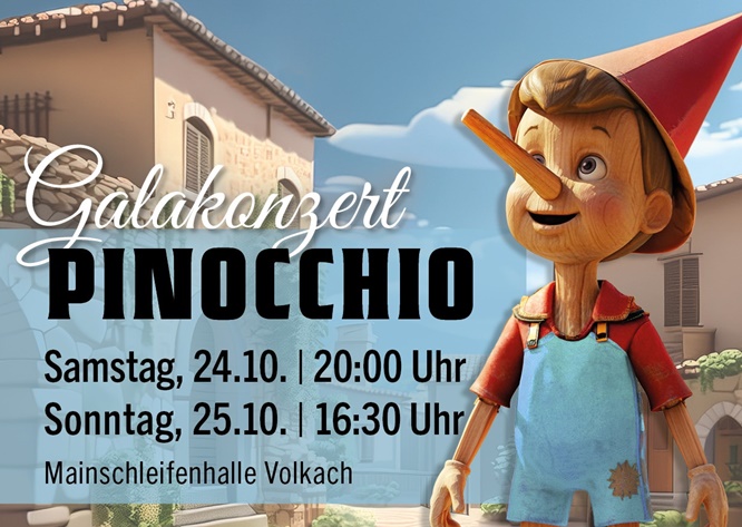 Pinocchio und das SBO Volkach: Zwei große Galakonzerte am 24. und 25. Oktober 2026 in der Mainschleifenhalle
