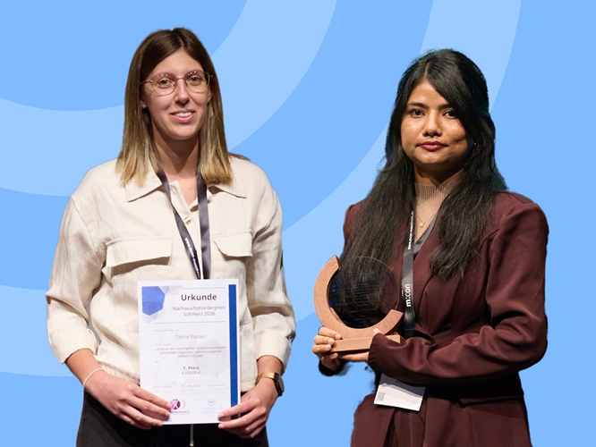 Die Deutsche Schmerzgesellschaft würdigt Dr. Ankita Rawat und Celine Panzer für ihre Forschung an Nervenendigungen und Immunzellen